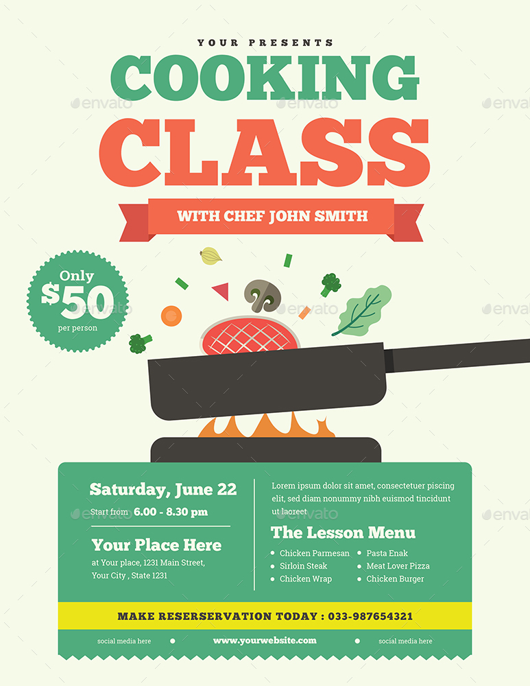 Cooking Class Flyer, Print Templates GraphicRiver
